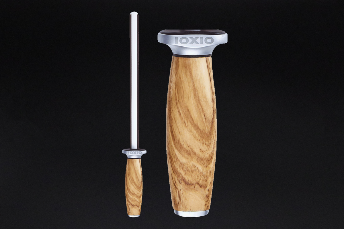 Ioxio Duo Keramik Wetzstab Olivenholzgriff Körnung 800/3000 | Holz